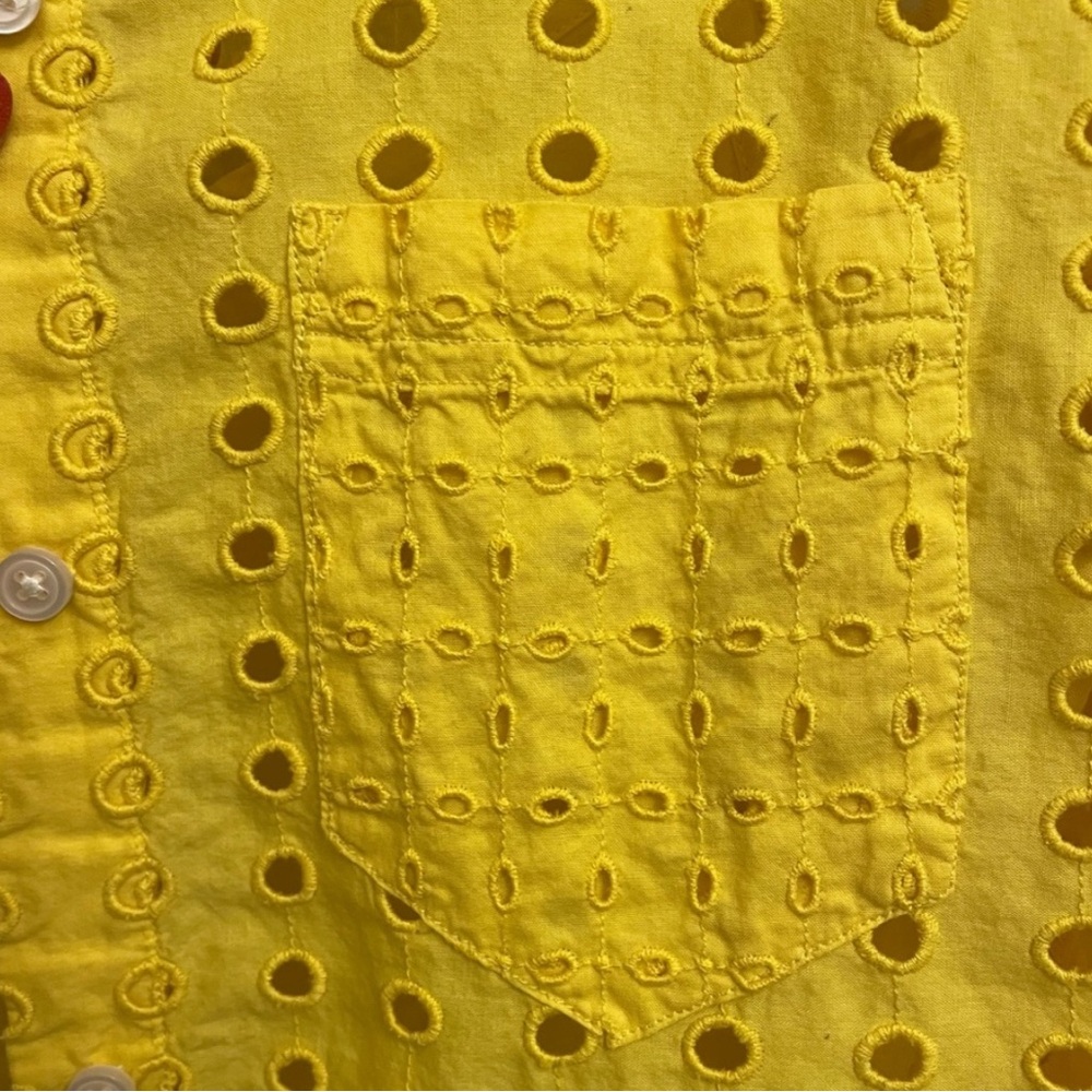 J.Crew eyelet, yellow button up cotton blouse - Picture 5 of 14